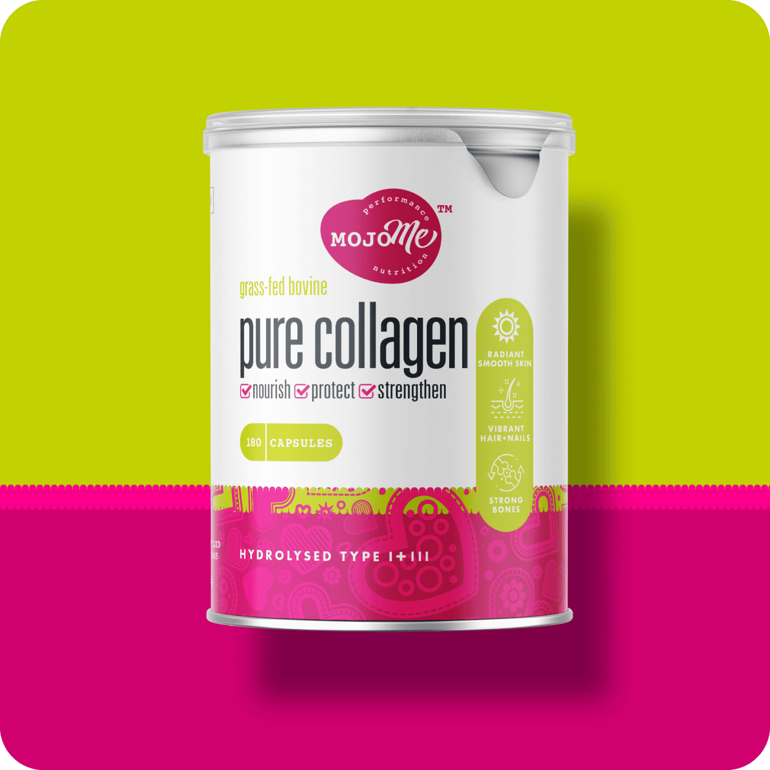 MojoMe Pure Collagen Powder Capsules Bovine Collagen 180s